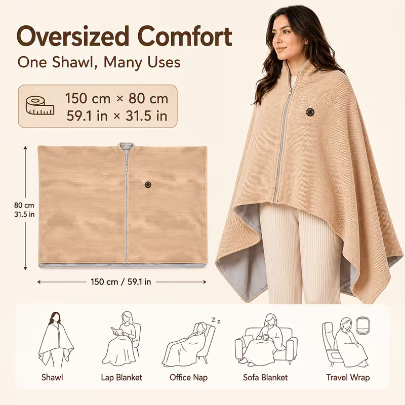 Coocoat size: 150 × 80 cm, works as a shawl, lap blanket, office nap or travel wrap